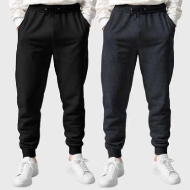 Imagem de Kit 2 Calças Masculinas Moletom Flanelada Slim Benellys-Masculino