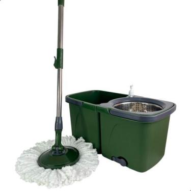 Imagem de Mop Esfregão Giratório Duas Águas Desmontável com Cesto Inox DuoAqua T