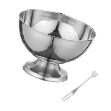 Imagem de DimyFew aço inoxidável Cream de xícara de salada de salada Copo de sobremesa de pé de pé alto caneca de milk -shake para festa, M Silver