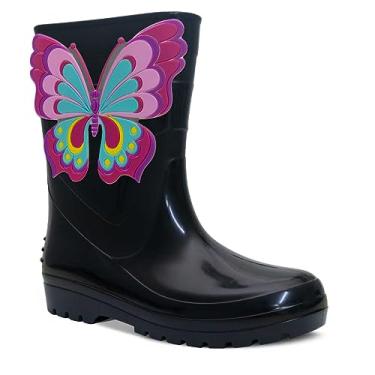Imagem de Galocha Infantil Feminina Nº 25 Ao 34 Bota Chuva Borboleta 09.19 (Preto, BR, Criança de 9 a 12 anos, Numérico, 34)
