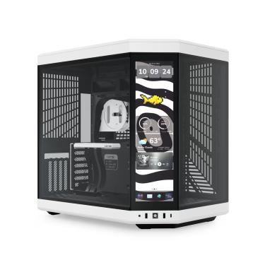 Imagem de Gabinete Gamer Hyte Y70 Touch Infinite Panda Mid Tower Vidro Temperado Tela Touch 14,9" - Branco e Preto