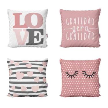 Imagem de Almofadas Decorativas Rosa Love Gratidão Para Sofá 40X40 - Novadecora