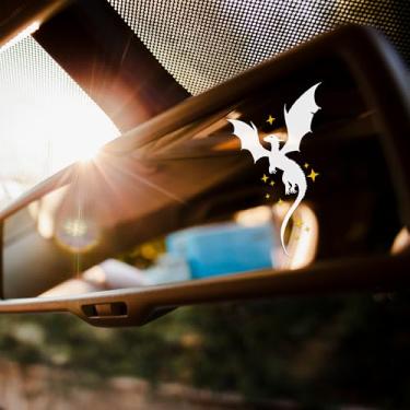 Imagem de Conjunto de 2 peças de decalque de espelho retrovisor de dragão branco ACOTAR, quarta asa, decalques de livros, adesivo de janela de laptop de garrafa de água - vinil à prova d'água 1,3x2 polegadas