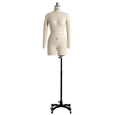 Imagem de CUTPOIY Manequim de costura feminina com braços, forma de vestido feminino, alfaiate, costureiras, manequim plus size, manequim, suporte sobre rodas para costurar roupas interessantes (branco pequeno)