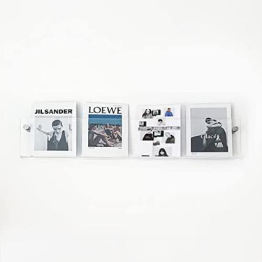 Imagem de ZDJZMGZ Suportes de livros de acrílico para exibição de 23,6/31,5/39,4 polegadas, instalação de perfuração de porta-revistas, prateleiras de armazenamento e prateleiras para pendurar na parede