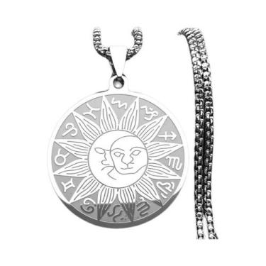 Imagem de Colar de Constelações em Aço Inoxidável - Sol, Lua e 12 Signos, Caixa 