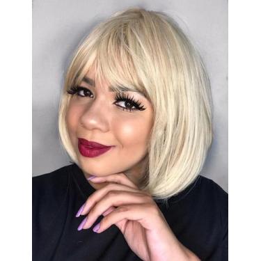 Imagem de Peruca wig curta com franja loiro claro - MHAIR
