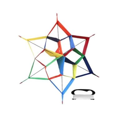 Imagem de UGPLM Pipa de formato hexagonal para família, com prancha de linha, leve, colorida e brilhante, brinquedo voador para atividades ao ar livre, parques e