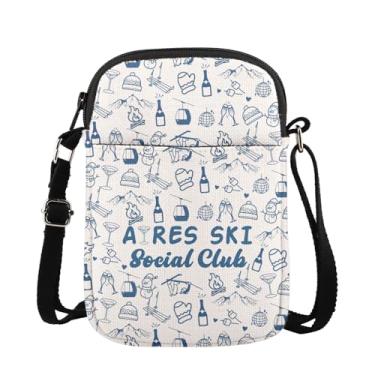 Imagem de MAOFAED Bolsa tiracolo Ski Social Club, presente de festa de bebida, presente para amantes de esqui, presente de despedida de solteira (clube apreski), Branco