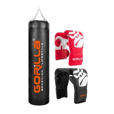 Imagem de Saco Pancada Grande 160 Cm Profissional Reforçado + Luva Bate Saco Adu