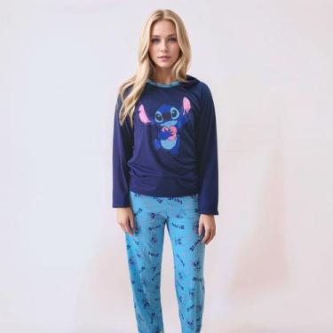 Imagem de Pijama de frio fechado estampado manga longa e calça conjunto inverno 