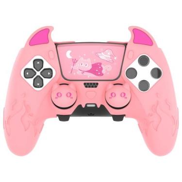 Imagem de Controller Skin PlayVital para PS5 Edge Silicone Demon Pink