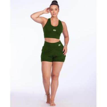 Imagem de Conjunto Feminino Short Duplo Com Bolso Não fica Transparente Top Nada