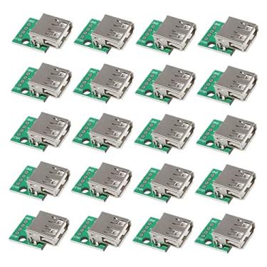 Imagem de 10 peças USB 2.0 placa breakout tipo A, adaptador USB para DIP 2,54 mm placa breakout 4 pinos (20 peças USB fêmea para DIP)