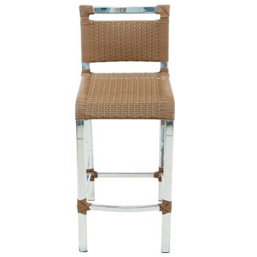 Imagem de BANQUETA ALTA EM ALUMINIO FIBRA SINTETICA JUNCO VIME BALCÃO MODERNA QUALIDADE (IMBUIA)