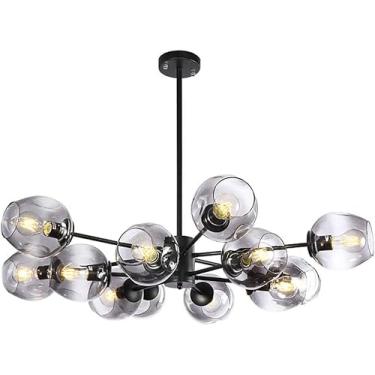 Imagem de Nordic Modern Sputnik Lustre 10 Luzes Lustre Mid Century Pingente Iluminação Industrial Luz De Teto Para Cozinha Sala De Jantar Sala De Estar, Black, 16 Lights