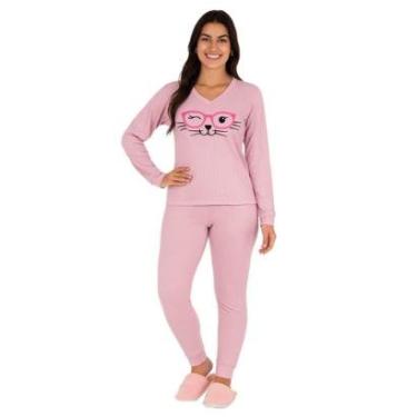 Imagem de Pijama Plush Feminino de Inverno Bordado Texturizado Victory-Feminino