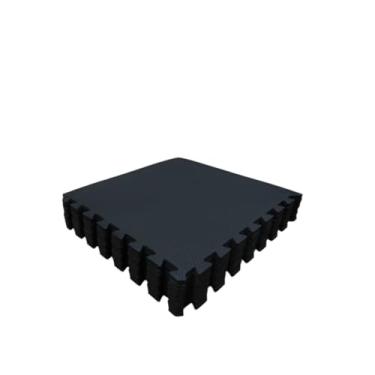 Imagem de Kit 12 Tapete Tatame Eva + Bordas de Acabamento Loja da Maria Fitness Bebe 50x50x1cm 10mm PRETO