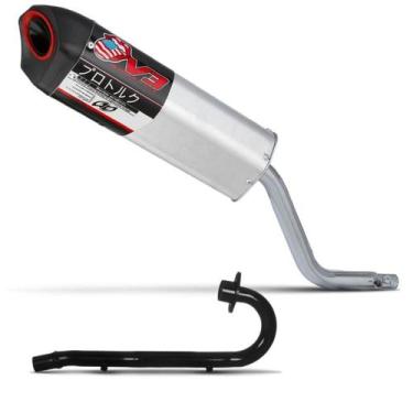 Imagem de Escape Ponteira V3 Pro Tork + Curva Nxr 125/150 Bros 2003/08, ALUMÍNIO