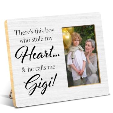 Imagem de JioJio Chan Porta-retrato para neto e avó, presentes gigi para vovós, netos, porta-fotos, 10 x 15 cm, presente de aniversário do dia das mães para avó, There's This Boy Who Stole My Heart and He Calls