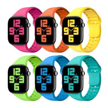Imagem de Pulseira de silicone compatível com Apple Watch Ultra 2/Ultra SE séries 10/9/8/7/6/5/4/4/3/2/1 de 38 mm, 40 mm, 41 mm, 44 mm, 45 mm, 46 mm, 2/1