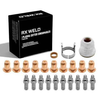 Imagem de RX WELD 23 peças de maçarico de corte de plasma IPT-60 PT-60 IPT-40 PT40 ponta 0,039'' 1,0 mm tampa de proteção de eletrodo com suporte