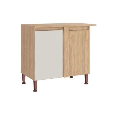Imagem de Gabinete de Cozinha Modulado c/ Tampo Rebeca Canto 94cm Mel/Off White 
