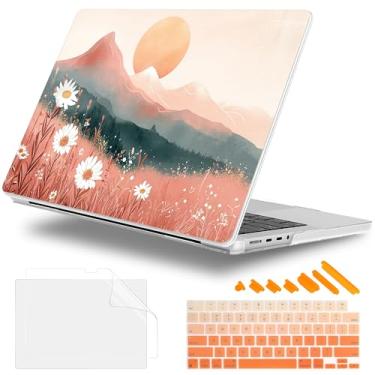 Imagem de Lepeoac Para MacBook Pro 14 polegadas 2024 2023 2022 2021 versão M4 A3112 A3401 A3185 M3 A2918 A2992 M2 A2779 M1 A2442 Pro/Max Chip, capa rígida de plástico com capa de teclado, suporte tainhas