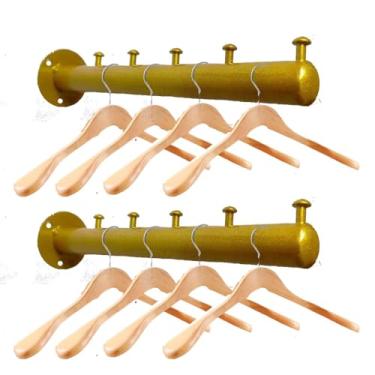 Imagem de Pacote com 2 suportes de roupas, barra de roupas de cachimbo industrial, roupas resistentes para pendurar roupas, haste multiuso para armário, ganchos de cabeça redonda de metal que podem pendurar