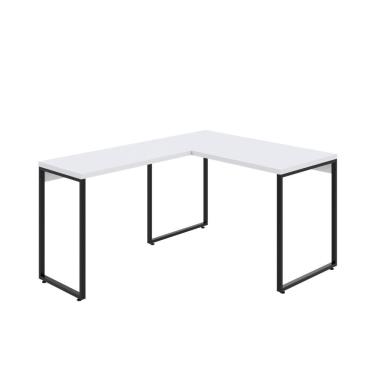 Imagem de Mesa Em L Kuadra Office 120x150x75cm Branco Chess - Est.preta Branco Chess - Est.preta