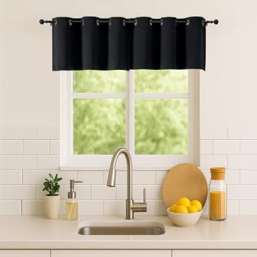 Imagem de Simplebrand Conjunto de 2 painéis, saia preta de Halloween para cozinha, 35,5 cm de comprimento, cortinas blackout para sala de estar, cortinas curtas de privacidade de cozinha para quarto de crianças