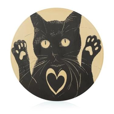 Imagem de Tábua de cortar para cozinha, antiderrapante, resistente ao calor, fácil de limpar, tábua de corte em forma de coração de gato - Presente de cozinha ideal para cozinheiros domésticos