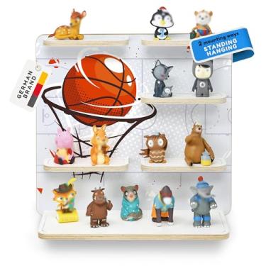 Imagem de stadtecken Prateleira de madeira para Toniebox – comporta até 40 tonies – Organizador de armazenamento de parede para quarto infantil – expansível e compatível com bonecos Toniebox (basquete