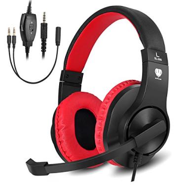 Imagem de BlueFire Kids Headphones for Online School, Children, Teens, Boys, Girls, 3.5mm Stereo Over-Ear Gaming Headphone with Microphone and Volume Control for PS4, PS5, New Xbox One (Red)