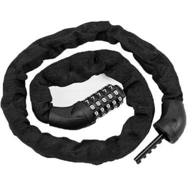 Imagem de Cadeado de corrente de bicicleta, combinação de 5 dígitos, bloqueio de corrente de bicicleta resistente anti-roubo, trava de segurança reinicializável de 3,5 m para bicicleta, scooter, motocicleta
