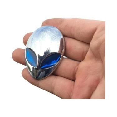 Imagem de Emblema De Cabeça De Alienígena 3D Em Metal Completo Para Carro, Moto,