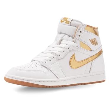 Imagem de Nike Tênis feminino WMNS Air Jordan 1 Retro Hi OgRunning, BRANCO/METÁLICO OURO-GUM MARROM CLARO, 5.5 UK (8 US)
