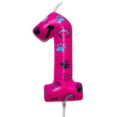 Imagem de Velas de aniversário de pata de cachorro, velas numéricas para decorações de bolo de festa de aniversário