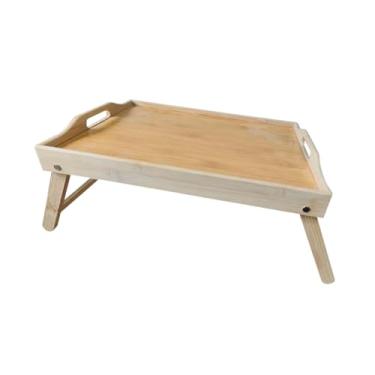 Imagem de IEUDNS Bandeja de cama, mesa, bandeja de café da manhã com alças, pernas dobráveis, mesa para laptop, para leitura, comer, escrever, chão, sofá