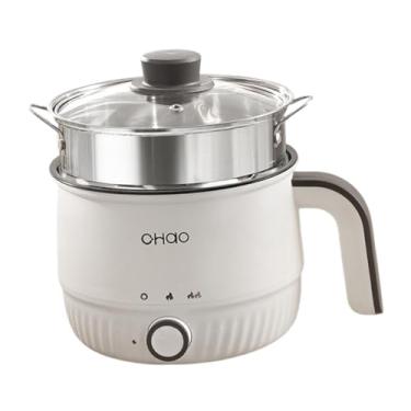 Imagem de Generic Mini panela elétrica para ramen, panela portátil antiaderente, multifuncional para macarrão, mingau, arroz, água fervente, com Vaporizador de aço