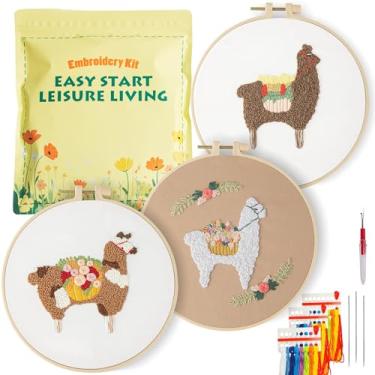 Imagem de Culberta Kit de bordado mini para adultos e crianças, conjunto de artesanato para iniciantes em ponto cruz com tutoriais em vídeo HD, materiais de arte DIY feitos à mão para presentes (padrão 10)