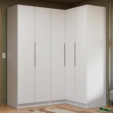 Imagem de Guarda-Roupa Modulado de Canto 310 cm 5 Portas 2 Gavetas Branco Neo Madesa 02
