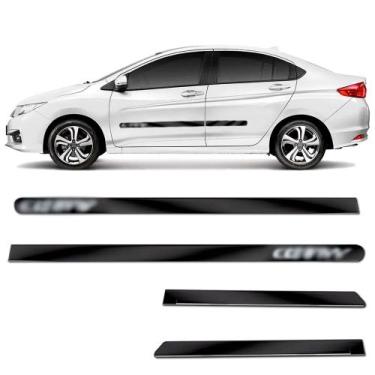 Imagem de Friso Lateral Largo City 2010 a 2023 Kit Black (Preto Brilhante) Adesi