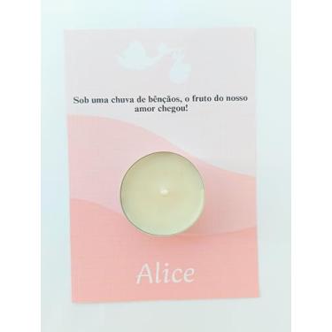 Imagem de Lembrancinha Nascimento - Card personalizado com Vela Rechaud - 20 unidades