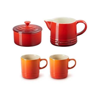 Imagem de Kit creme e açúcar + 2 canecas 100ml le creuset laranja