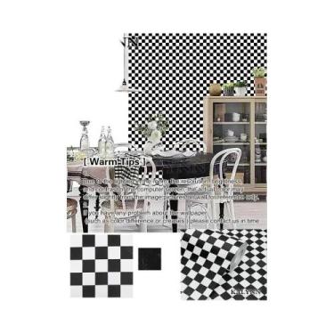 Imagem de Papel Contato Autoadesivo Preto E Branco Em Estampa Xadrez, Vinil Impe