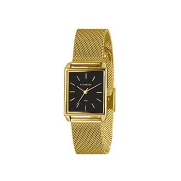 Imagem de Relógio Feminino Lince Mini Preto 50M Dourado 25mm
