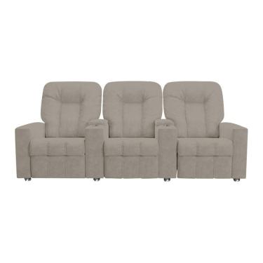 Imagem de Poltrona Reclinável 3 lugares para Sala de Cinema Romeo F05 Veludo Capuccino - Lyam Decor