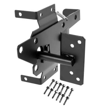 Imagem de Trava de portão autotravante para cerca de madeira, trava de porta de bloqueio automático de poste resistente, trava de portão de cerca de ferro, ferragens para segurança de piscina/quintal/jardim ao