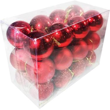 Imagem de DITK-U 24 peças bolas vermelhas de Natal 3 cm fosco glitter decoração da árvore de Natal brilhante para festas de natal festa de casamento decorações de festival em casa